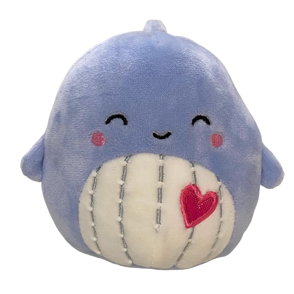 Squishmallows Valentine Samir the‎ Blue Whale Plush 3.5" Smiling Stuffed Animal